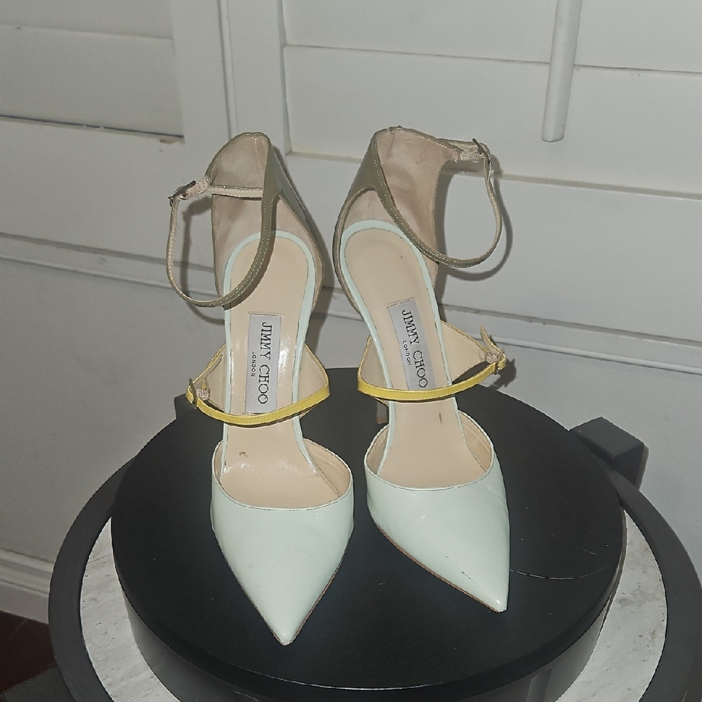 Jimmy Choo Mint, Yellow and Army green Strappy Heels